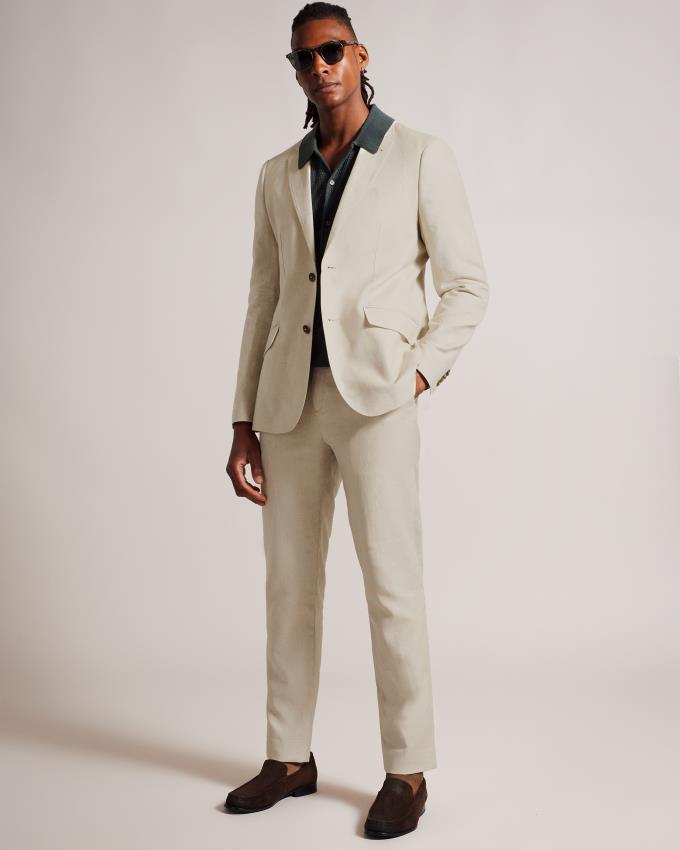 Spodnie Męskie Ted Baker Regular Fit Linen Blend Szare Polska | PL-ZPFWD6702