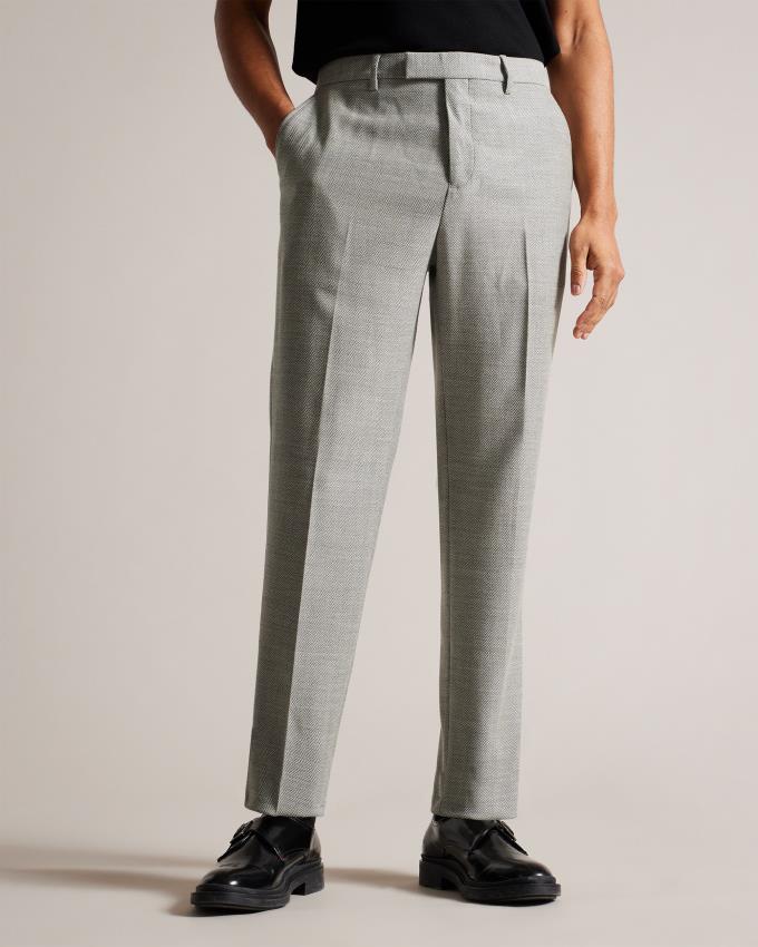 Spodnie Męskie Ted Baker Slim Fit Herringbone Szare Polska | PL-DQFZK9251