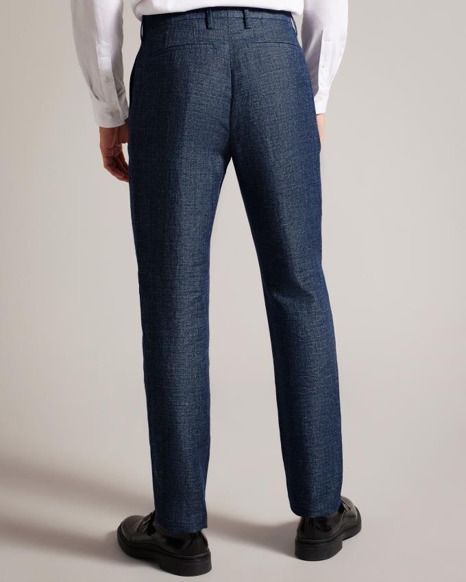 Spodnie Męskie Ted Baker Slim Fit Linen And Wool Granatowe Polska | PL-YIGQP5142