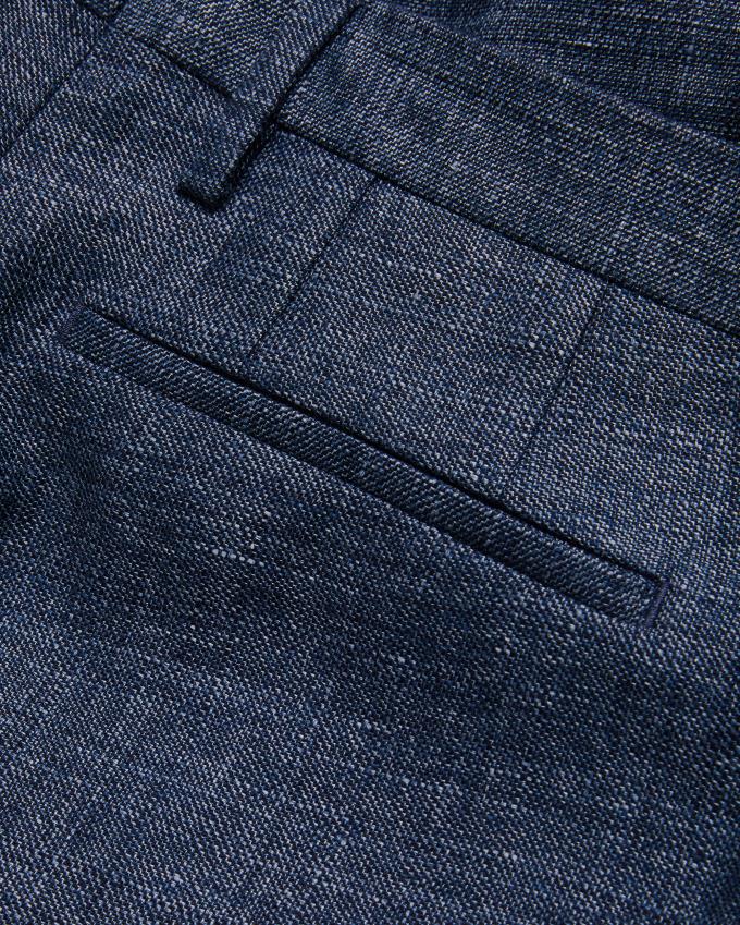 Spodnie Męskie Ted Baker Slim Fit Linen And Wool Granatowe Polska | PL-YIGQP5142