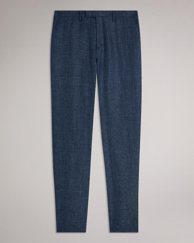 Spodnie Męskie Ted Baker Slim Fit Linen And Wool Granatowe Polska | PL-YIGQP5142