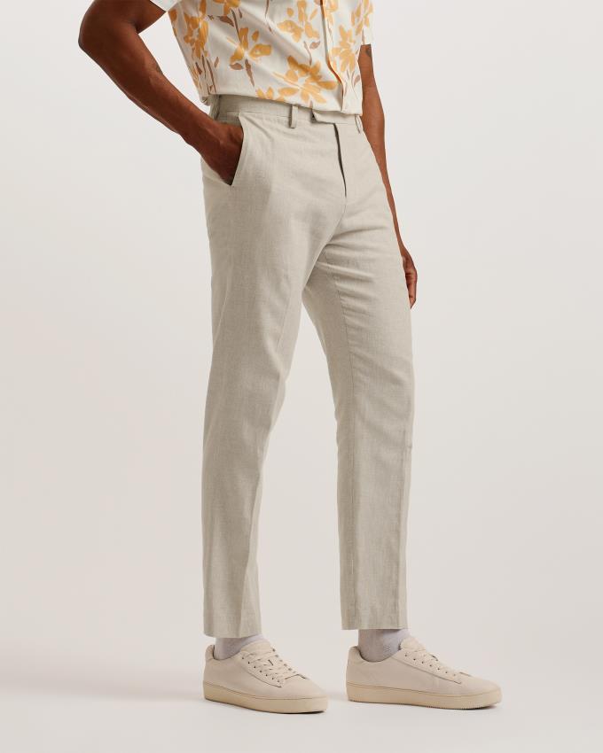 Spodnie Męskie Ted Baker Slim Fit Linen Tailored Beżowe Polska | PL-YXSDM0913