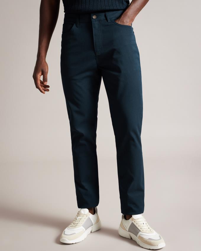 Spodnie Męskie Ted Baker Slim Fit Twill Granatowe Polska | PL-AXCUQ2486