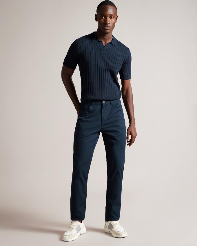 Spodnie Męskie Ted Baker Slim Fit Twill Granatowe Polska | PL-AXCUQ2486