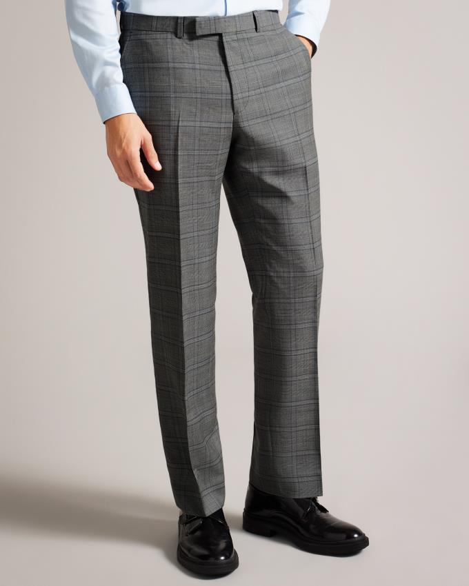 Spodnie Męskie Ted Baker Wool Check Suit Szare Polska | PL-PMKBO0415