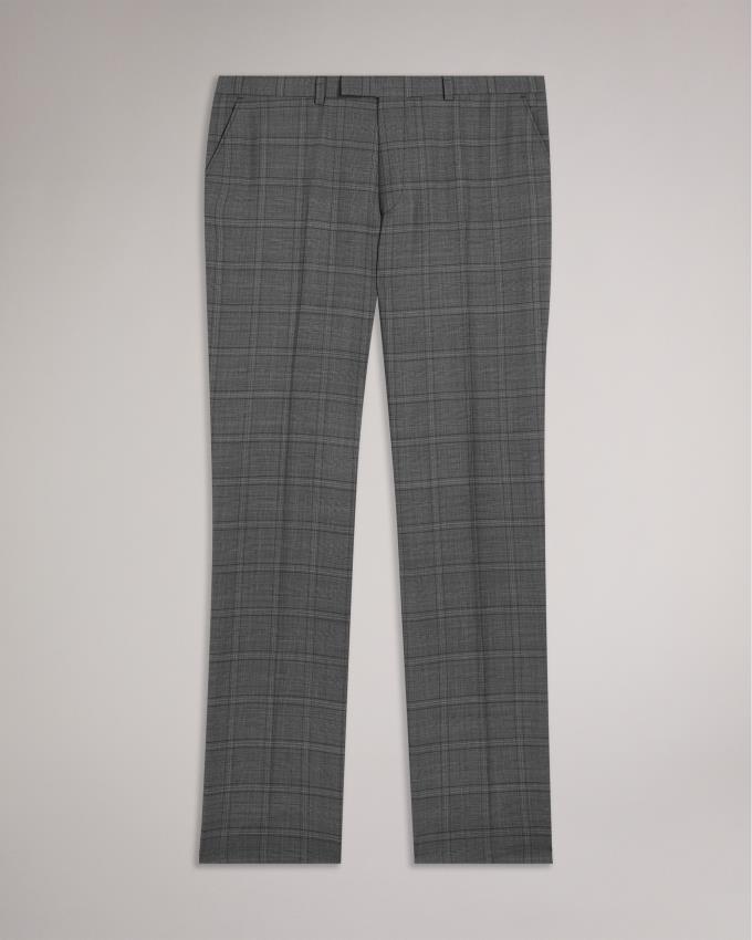 Spodnie Męskie Ted Baker Wool Check Suit Szare Polska | PL-PMKBO0415