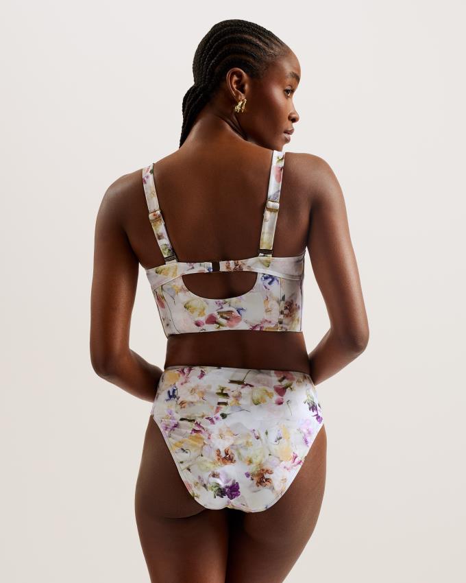 Stroje Pływackie Damskie Ted Baker Floral Longline Underwired Bikini Top Białe Polska | PL-UHREZ8924