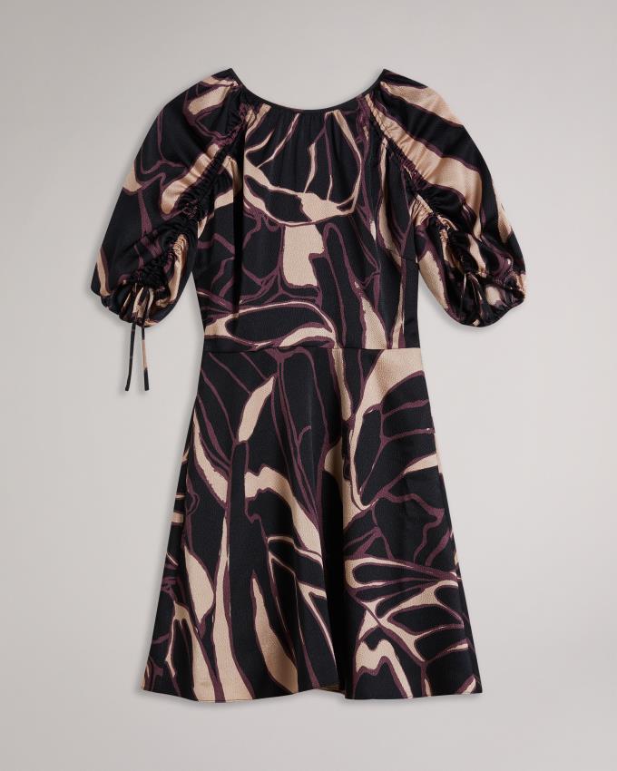Sukienka Damskie Ted Baker Abstract Print Mini Czarne Polska | PL-UVQFG9275