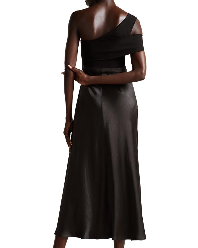 Sukienka Damskie Ted Baker Asymmetric Knit Bodice With Satin Czarne Polska | PL-PSOHR8172