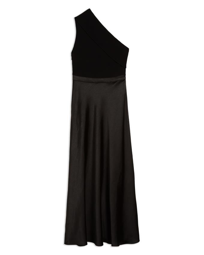 Sukienka Damskie Ted Baker Asymmetric Knit Bodice With Satin Czarne Polska | PL-PSOHR8172