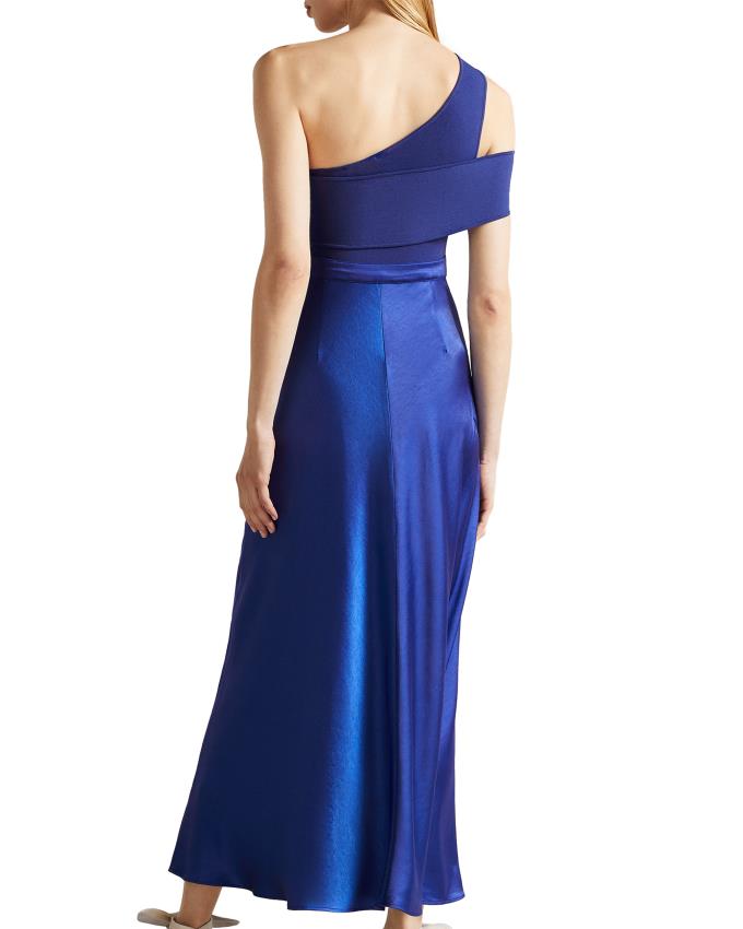 Sukienka Damskie Ted Baker Asymmetric Knit Bodice With Satin Ciemny Niebieskie Polska | PL-UACWR2194
