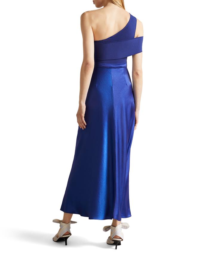 Sukienka Damskie Ted Baker Asymmetric Knit Bodice With Satin Ciemny Niebieskie Polska | PL-UACWR2194