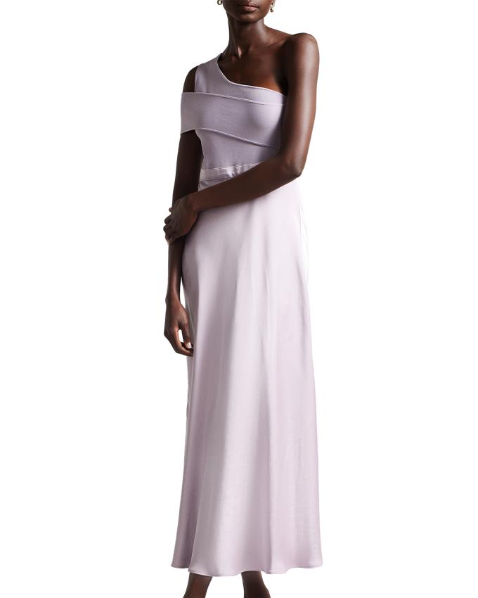 Sukienka Damskie Ted Baker Asymmetric Knit Bodice With Satin Fioletowe Polska | PL-DZJBV2685