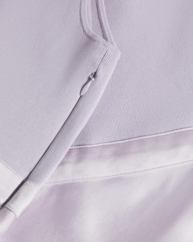 Sukienka Damskie Ted Baker Asymmetric Knit Bodice With Satin Fioletowe Polska | PL-DZJBV2685