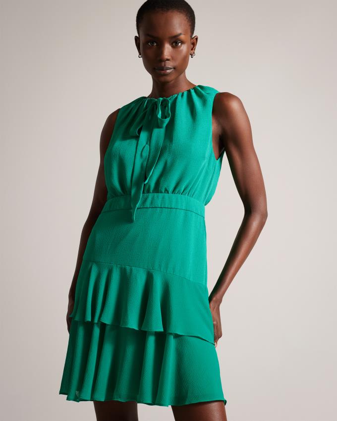Sukienka Damskie Ted Baker Asymmetric Tiered Mini Zielone Polska | PL-DLYIX3947