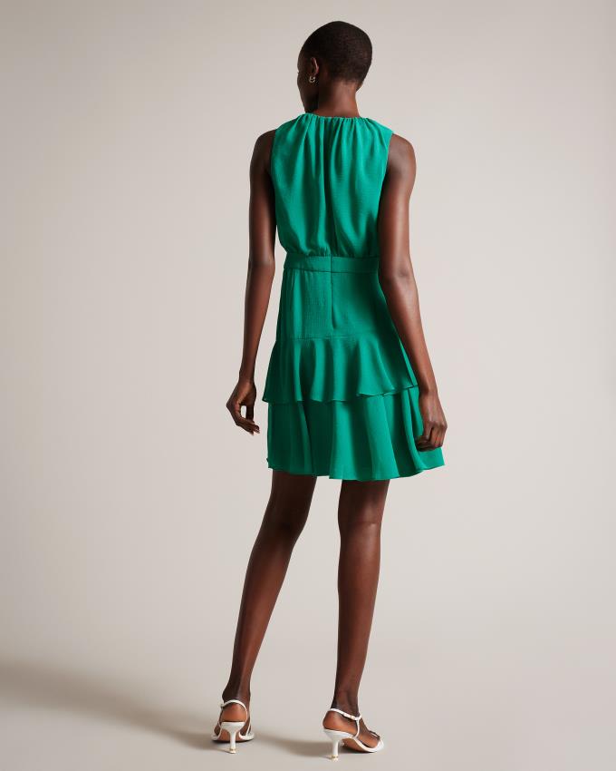 Sukienka Damskie Ted Baker Asymmetric Tiered Mini Zielone Polska | PL-DLYIX3947