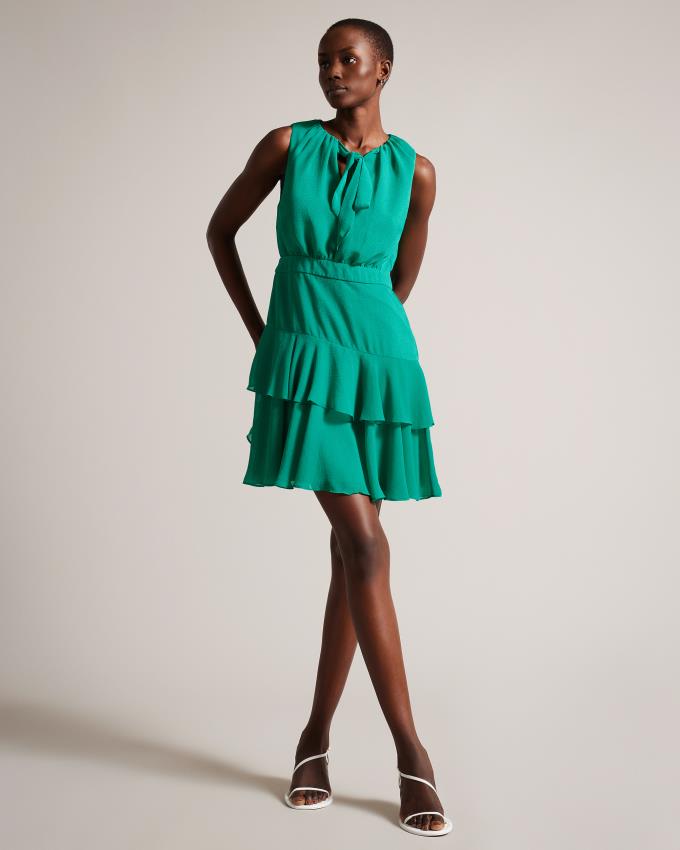 Sukienka Damskie Ted Baker Asymmetric Tiered Mini Zielone Polska | PL-DLYIX3947