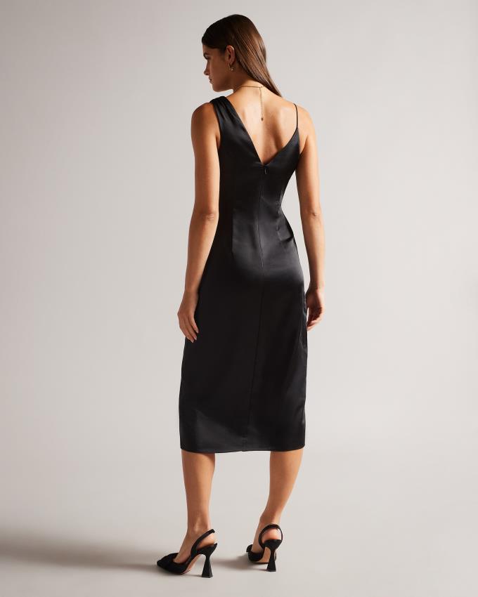 Sukienka Damskie Ted Baker Asymmetric Waist Detail Slip Czarne Polska | PL-GELSJ5076