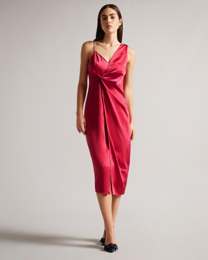 Sukienka Damskie Ted Baker Asymmetric Waist Detail Slip Różowe Polska | PL-ZPOXN7510