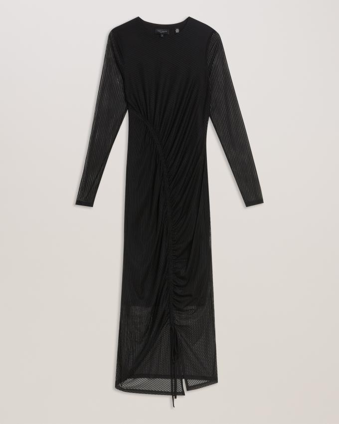 Sukienka Damskie Ted Baker Bodycon Midi With Gathering Czarne Polska | PL-ULGVO3047