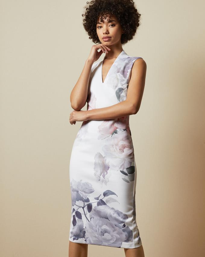 Sukienka Damskie Ted Baker Bouquet Bodycon Białe Polska | PL-BJTVZ7835