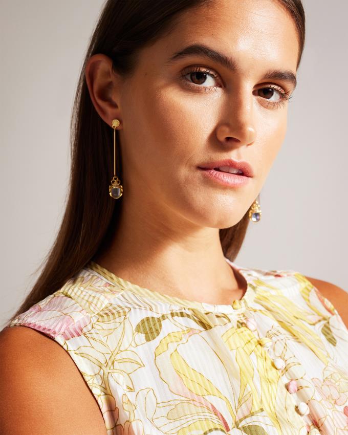 Sukienka Damskie Ted Baker Button Up Peony Print Mini Białe Polska | PL-PKQZW8426