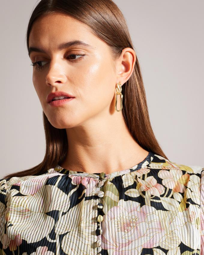 Sukienka Damskie Ted Baker Button Up Tiered Midi Czarne Polska | PL-GIMTV2417