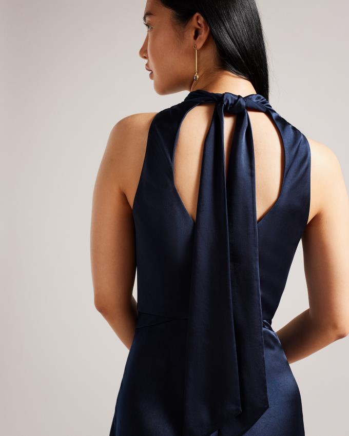 Sukienka Damskie Ted Baker Cowl Neck Bias Cut Midi Ciemny Niebieskie Polska | PL-QIXSA8910