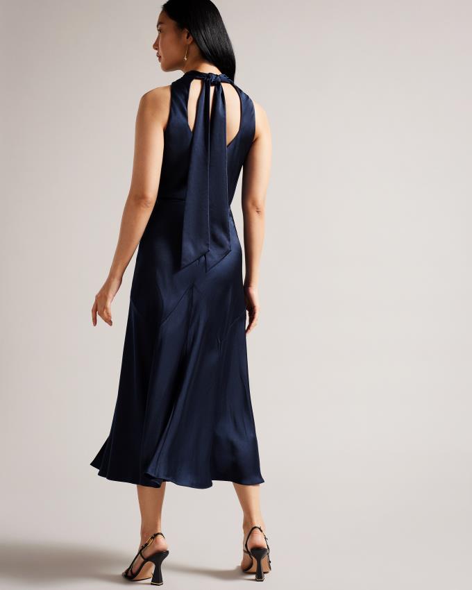 Sukienka Damskie Ted Baker Cowl Neck Bias Cut Midi Ciemny Niebieskie Polska | PL-QIXSA8910