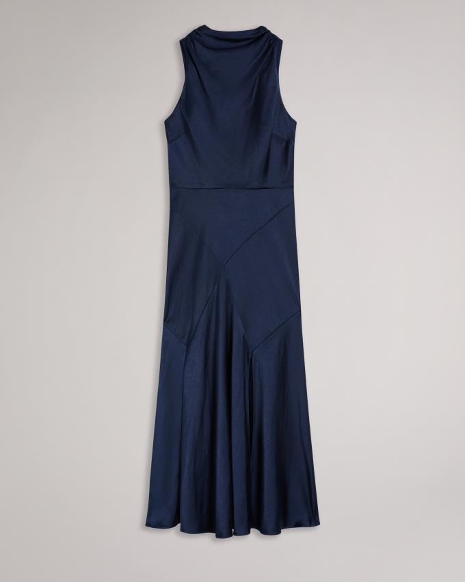 Sukienka Damskie Ted Baker Cowl Neck Bias Cut Midi Ciemny Niebieskie Polska | PL-QIXSA8910
