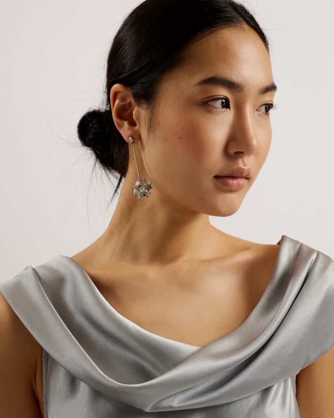 Sukienka Damskie Ted Baker Draped Neck Satin Midi Głęboka Szare Polska | PL-PJEAB4273