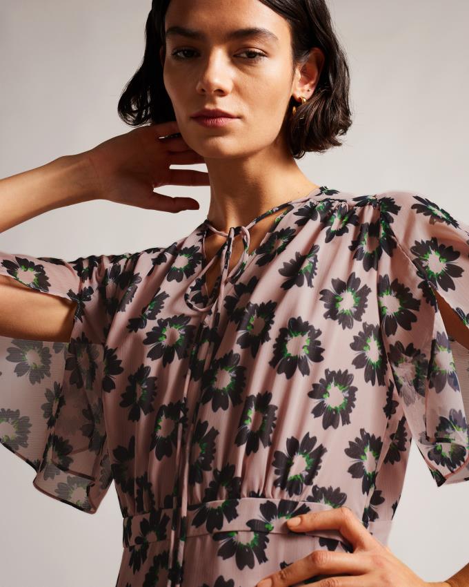 Sukienka Damskie Ted Baker Fit And Flarered Mini Różowe Polska | PL-CAWVN4235