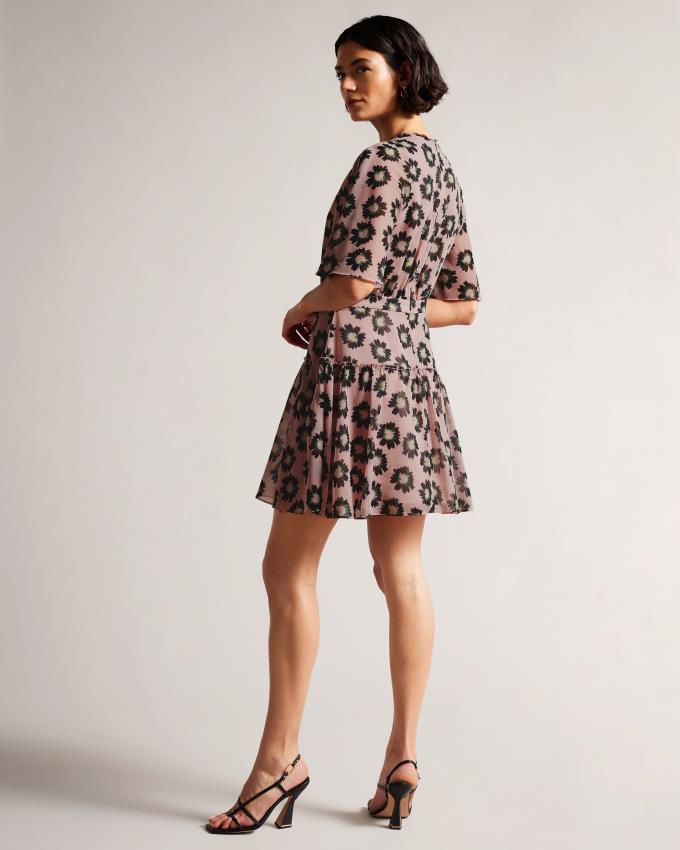 Sukienka Damskie Ted Baker Fit And Flarered Mini Różowe Polska | PL-CAWVN4235