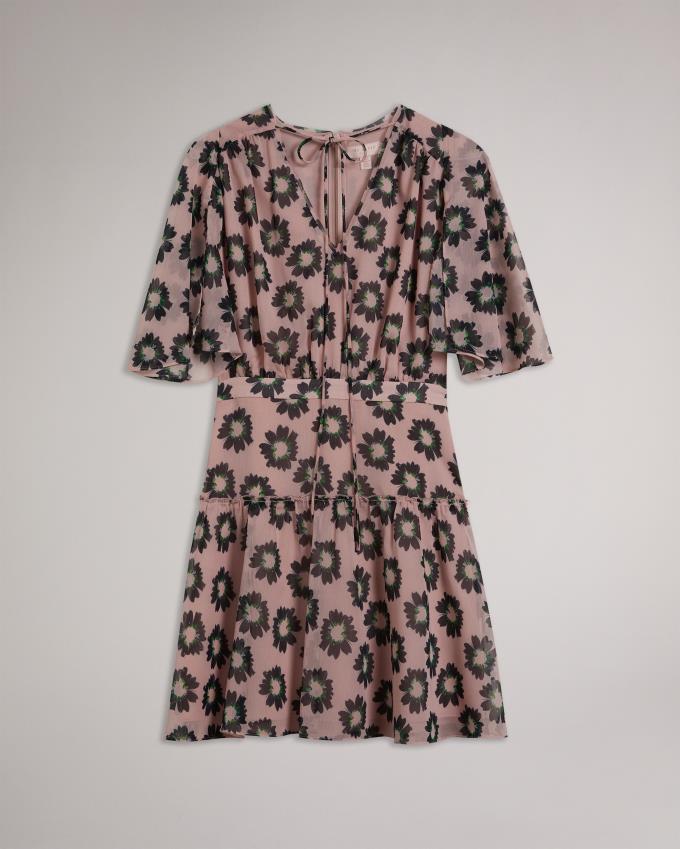 Sukienka Damskie Ted Baker Fit And Flarered Mini Różowe Polska | PL-CAWVN4235