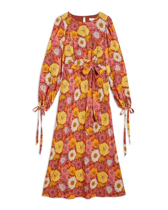 Sukienka Damskie Ted Baker Floral Blouson Maxi Czerwone Polska | PL-LAFCS6159