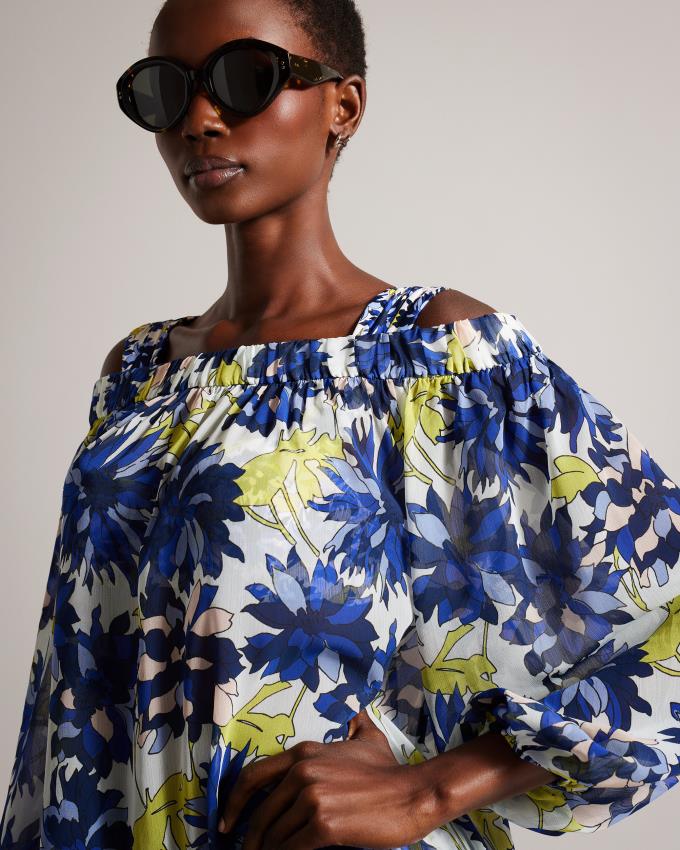 Sukienka Damskie Ted Baker Floral Off The Shoulder Cover Up Beżowe Polska | PL-HOIJQ9132