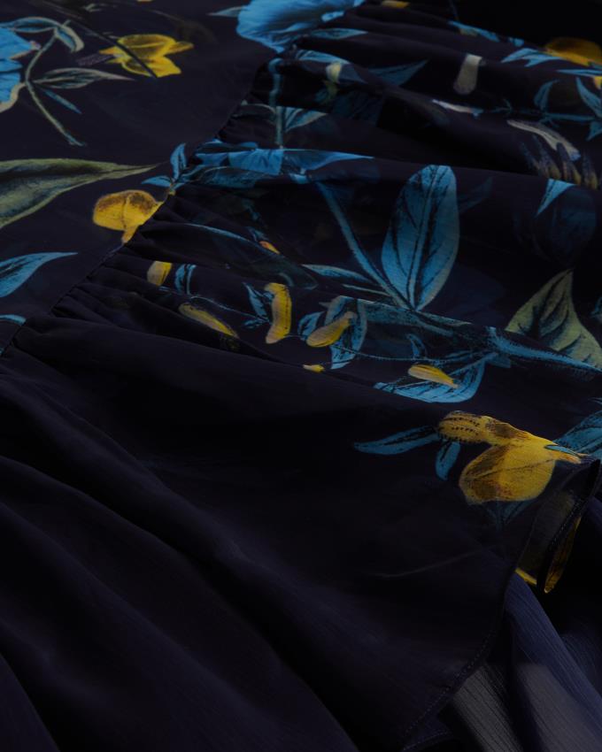 Sukienka Damskie Ted Baker Floral Off The Shoulder Maxi Beach Granatowe Polska | PL-CRPHF6041