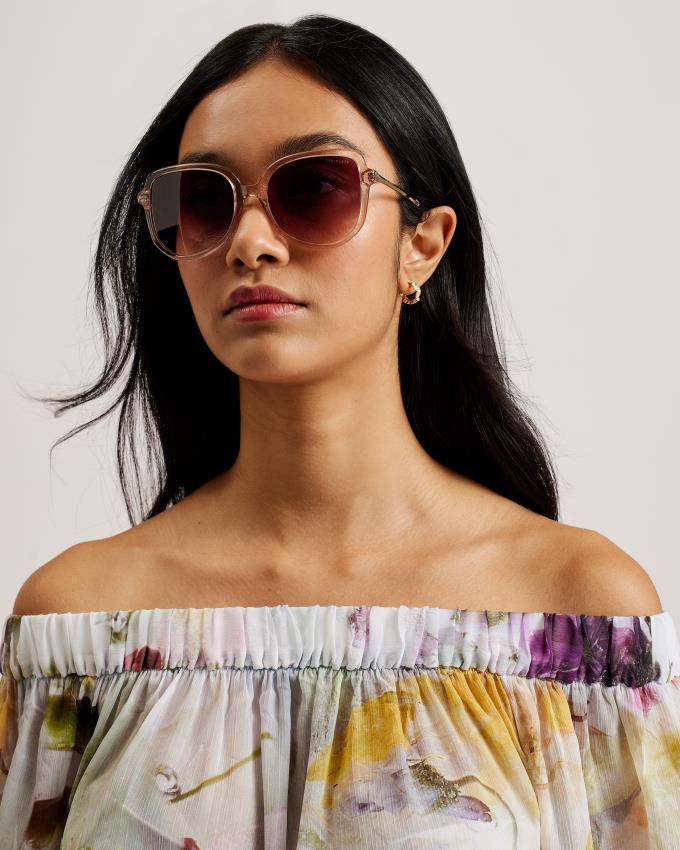 Sukienka Damskie Ted Baker Floral Print Off The Shoulder Cover Up Białe Polska | PL-CGBDQ7261