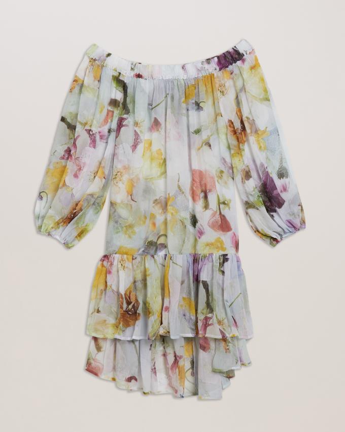 Sukienka Damskie Ted Baker Floral Print Off The Shoulder Cover Up Białe Polska | PL-CGBDQ7261