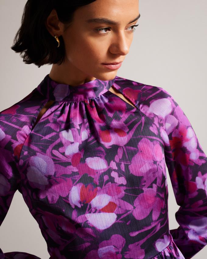 Sukienka Damskie Ted Baker High Neck Fit And Flare Mini Fioletowe Polska | PL-FIAND6529