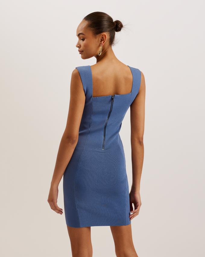 Sukienka Damskie Ted Baker Knitted Sleeveless Bodycon Mini Niebieskie Polska | PL-ZXVSE9724