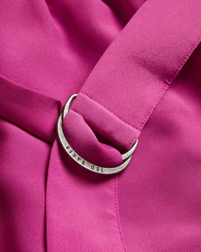 Sukienka Damskie Ted Baker Midi With Belted Waist Głęboka Różowe Polska | PL-RYUKZ1054