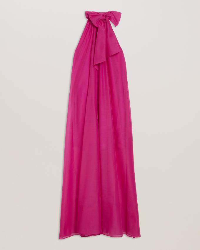Sukienka Damskie Ted Baker Organza Maxi With Neck Głęboka Różowe Polska | PL-BAZFW1684