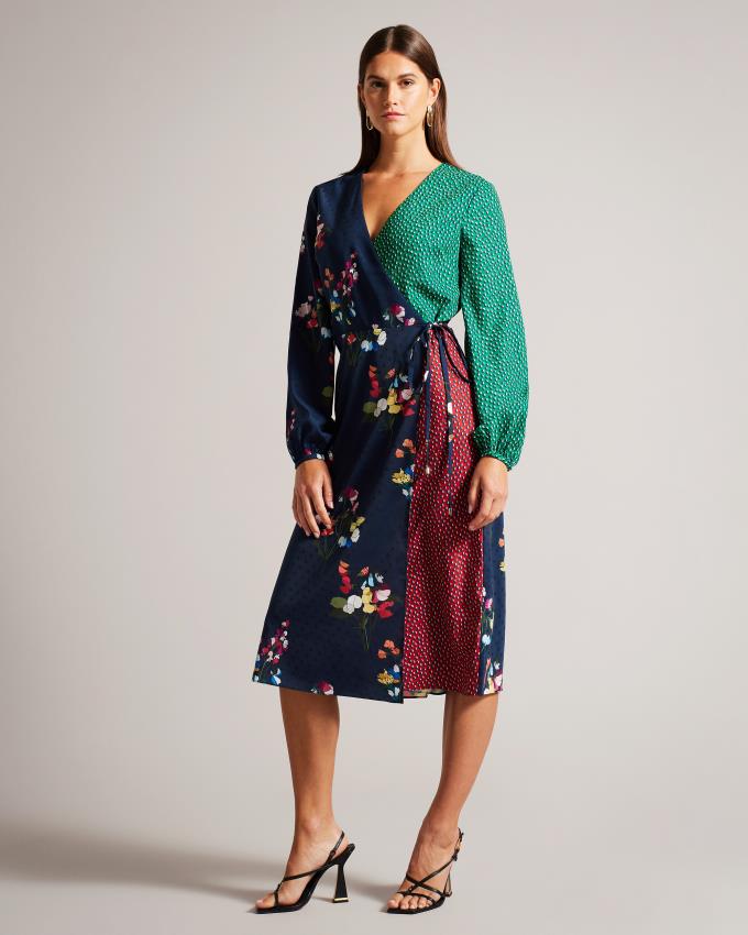 Sukienka Damskie Ted Baker Peppermint Mash Up Wrap Granatowe Polska | PL-TNSHD5480