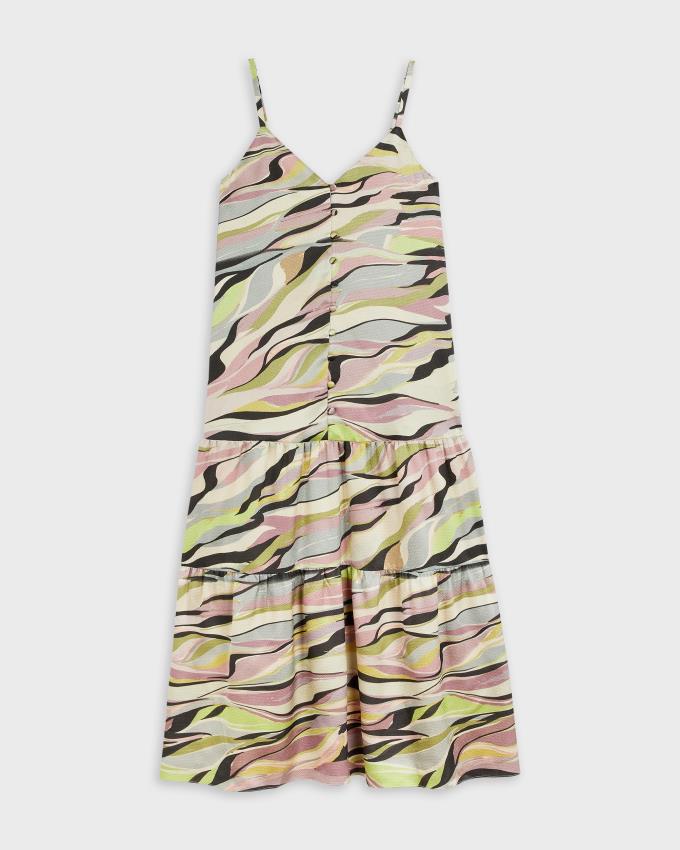 Sukienka Damskie Ted Baker Printed Button Through Cami Różowe Polska | PL-GODVW4907