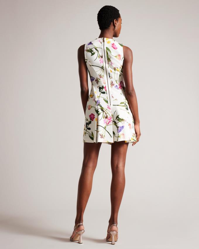 Sukienka Damskie Ted Baker Printed Neoprene Skater Białe Polska | PL-CWRKF3590