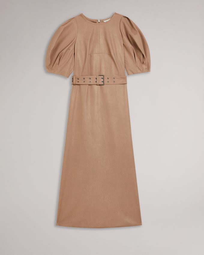Sukienka Damskie Ted Baker Puff Sleeve Midi Brązowe Polska | PL-LCDOQ1849
