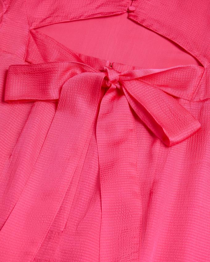 Sukienka Damskie Ted Baker Puff Sleeve Midi Tea Głęboka Różowe Polska | PL-KHCWP7904