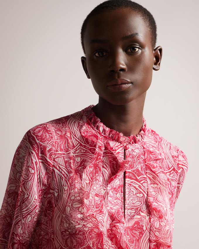Sukienka Damskie Ted Baker Ruffle Detail Midi Białe Polska | PL-WTQJR4813