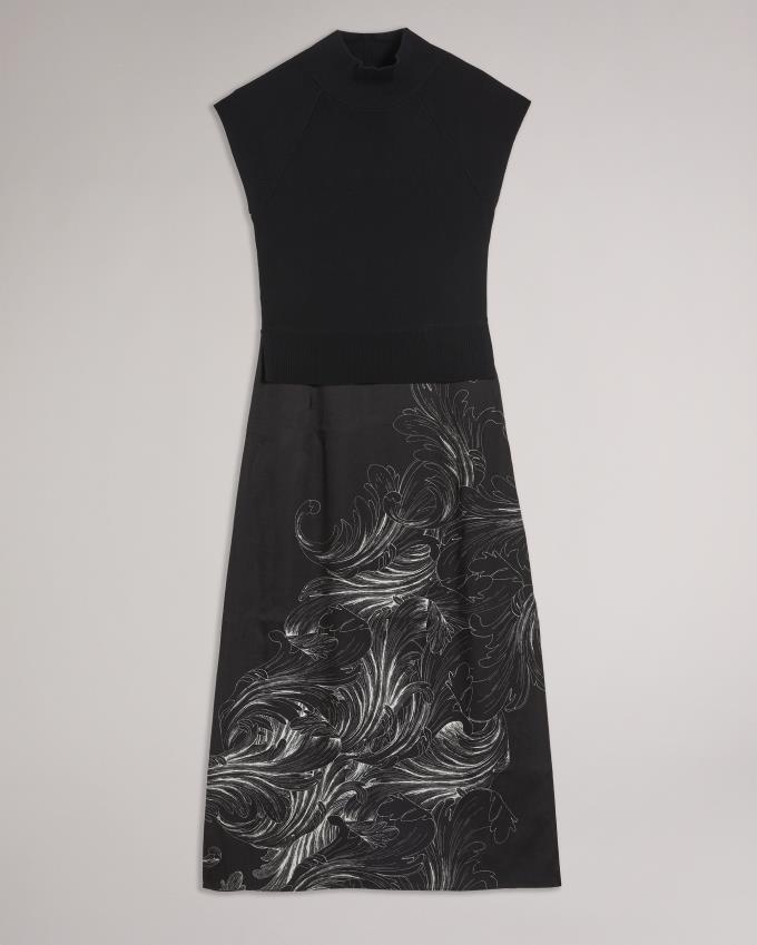 Sukienka Damskie Ted Baker Sleeveless Mockable Czarne Polska | PL-DJRSN8179
